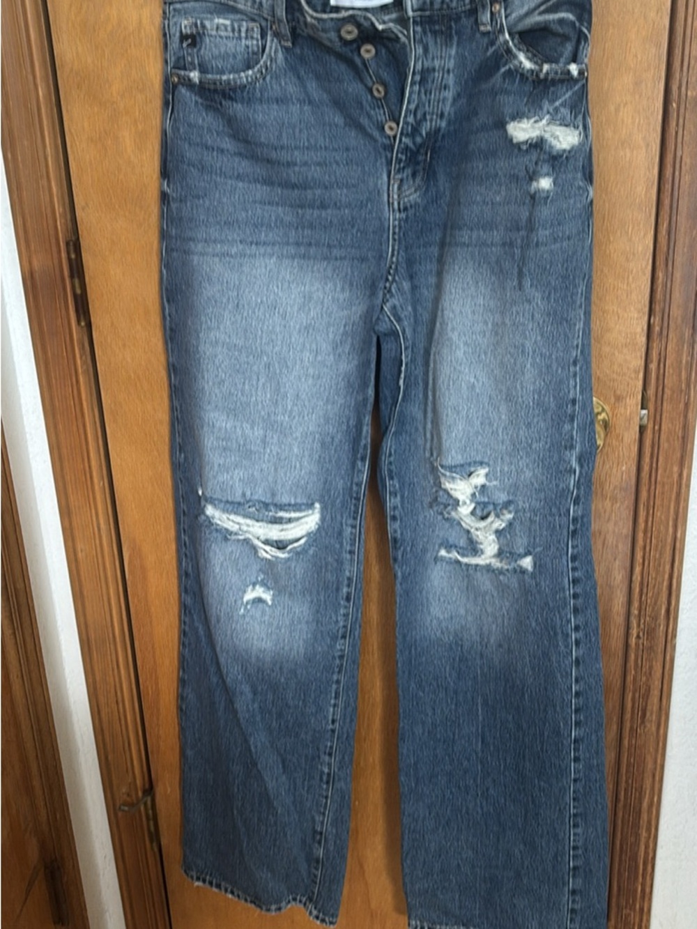 KanCan Medium Blue Distressed Wide-Leg Jeans
